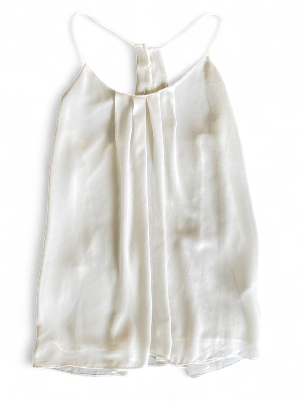 Naked Zebra Ivory Satin Pleated Cami